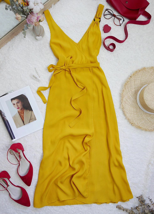 Платье сарафан желтый вискоза миди & other stories на запах
