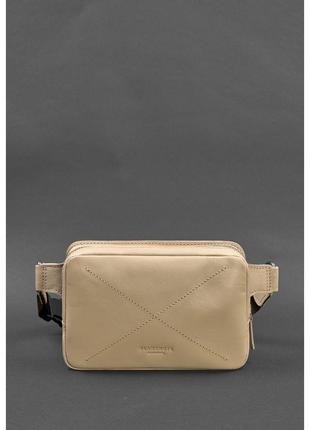 Кожаная женская поясная сумка Dropbag Mini светло-бежевая GG