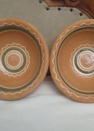 Тарелка пиала салатник набор 2 шт роспись керамика опошня №1