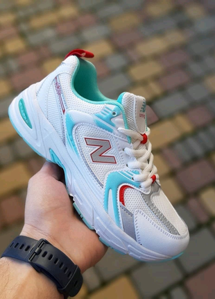 Жіночі кросівки new balance 530 white білі бірюзові