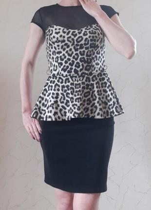 Леопардова блузка з баскою