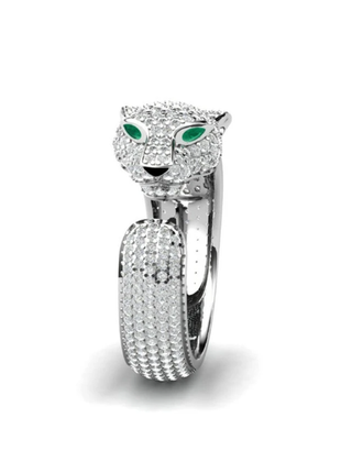 Безразмерное красивое нарядное кольцо леопард с кубическим цир...
