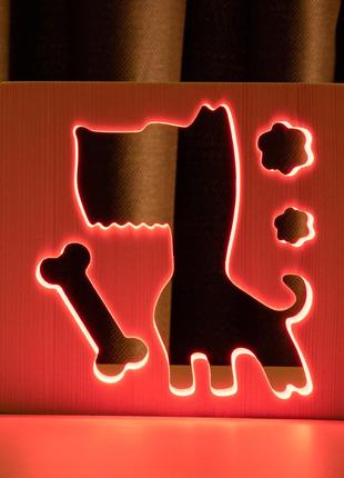 Світильник нічник ArtEco Light з дерева LED "Пес та кісточка" ...