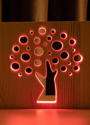 Світильник нічник ArtEco Light з дерева LED "Деревце" з пульто...