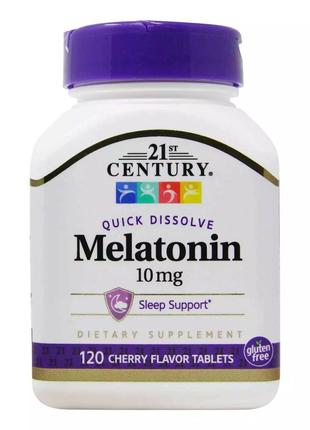 Мелатонін, 10 мг, вишневий смак, Melatonin, 21st Century, 120 ...