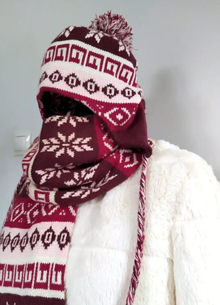 Зимний комплект - шапочка + длинный шарф