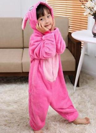 2068 кигуруми стич розовый малиновый детская пижама 120