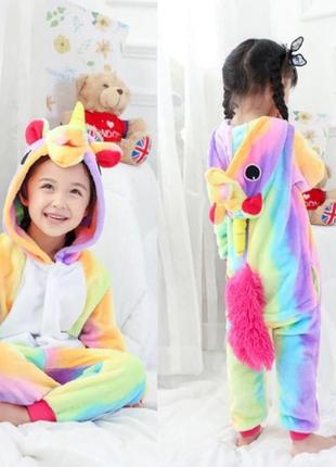 Пижама кигуруми радужный единорог радуга детский для детей 100...