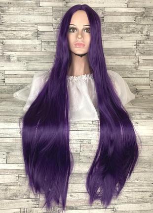 3768 парик фиолетовый 100см длинный с пробором без челки ровны...