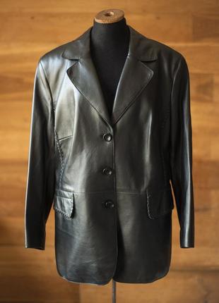 Черный натуральный кожаный пиджак женский leder walter, размер...