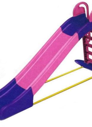 Велика дитяча гірка для катання дітей 243 см, рожева з фіолето...