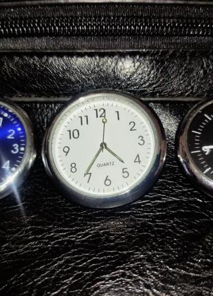 Часы для авто, кварцевые,  крышка нержавейка, синий флуоресцент