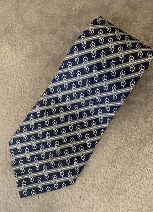 Краватка синій з орнаментом 100% шовк Rene Chagal