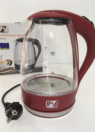 Чайник стеклянный PROMOTEC PM-810 Red (6шт/ящ)