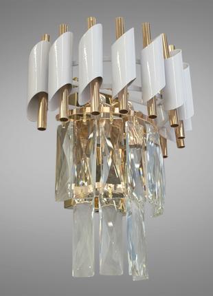 Современный хрустальный настенный светильник 201202/250WH+S-gold