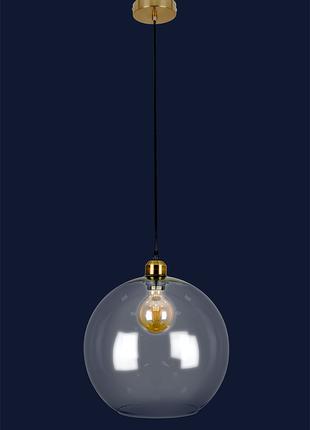 Стеклянный подвесной светильник шар 91612F-1 BRZ+CL