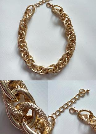 Ожерелье золотая массивная цепочка колье большая большое