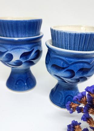 Лампада настольная голубая керамика