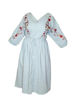 Платье-рубашка с вышивкой vero moda светло-голубой l (50-52)