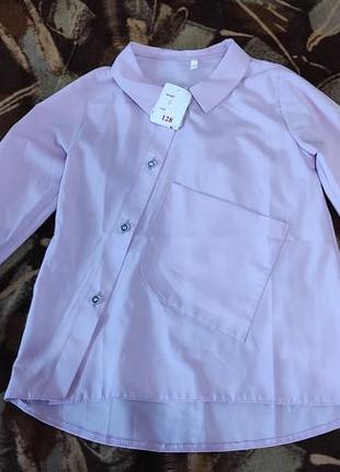 Сорочка для дівчинки ніжно-фіолетова з довгим рукавом 1шт.