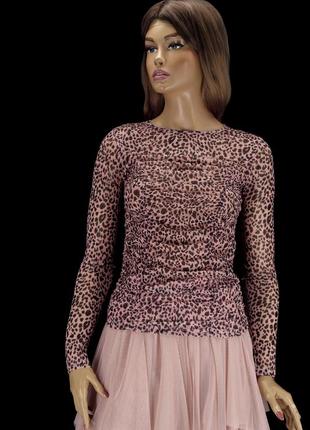Красивая блузка, лонгслив сеточка "new look" розовый леопард ....