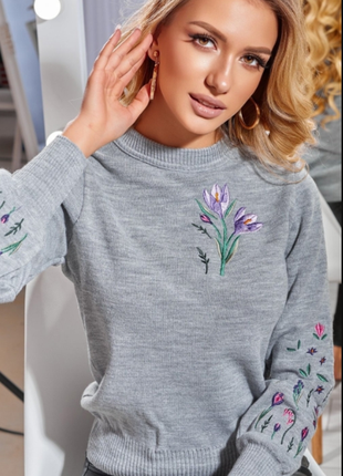 Красивый нежный женский свитер подснежники 3 цвета  hf-5040ан/...