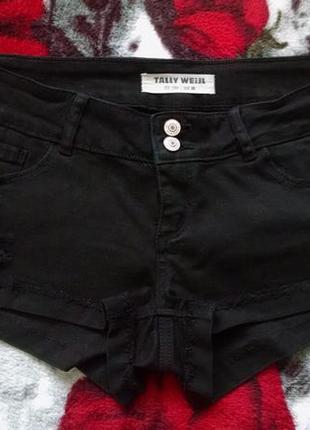 Черные,джинсовые шорты с лампасами 44-46 р - tally weijl