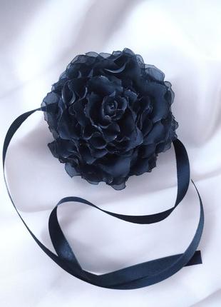 Чокер чорний, чокер чорна троянда, чокер з чорною квіткою