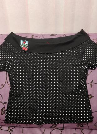 Блуза хлопковая с открытыми плечами (пог 54-60+см) 46