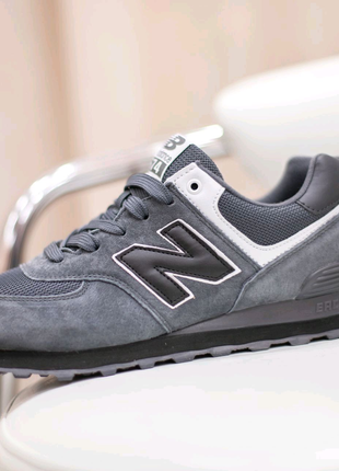 Жіночі сірі замшеві кросівки new balance 574 grey сітка демісезон