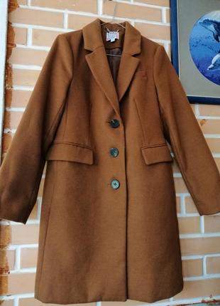 Базове коричневе жіноче пальто міді /женское базовое пальто