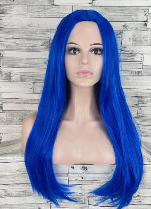 1836 парик синий 70см с пробором без челки длинный