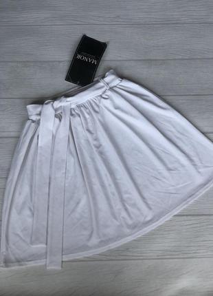 Женская летняя белая юбка на резинке и под пояс