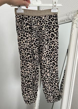 Легкие летние леопардовые брюки h&amp;m на резинке для девочки...