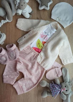 🌸💮💗комплег вещей на девочку новорожденного кофта+бодик+брюки+к...