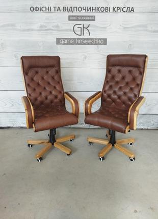 Комплект кабінетних крісел GK BESTSELLER_2023 зі шкіри та дуба