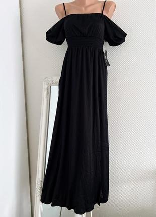 Na-kd летнее женское черное платье с прорезью. длинный сарафан...