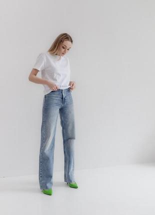 Zara прямі джинси з розрізом, довгі брюки, штани