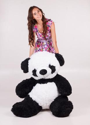 Мягкая плюшевая игрушка - медведь "панда" цвет черно-белый выс...