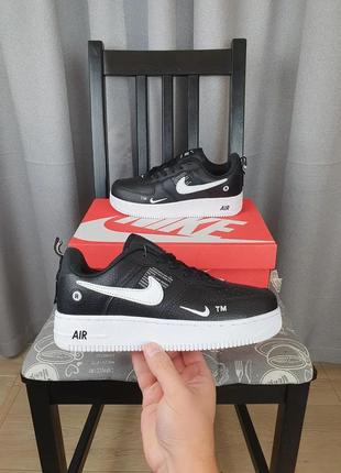 Черно-белые nike air force 1 07 lv8 ultra black white кроссовк...