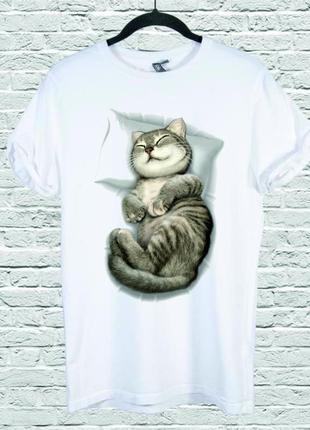 Футболка youstyle cat sleeping 0072 s white