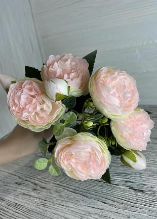 Букет искусственных цветов пионы светло - розовые 30 см
