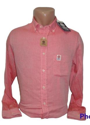 Распродажа мужская розовая приталенная рубашка с длинным рукав...