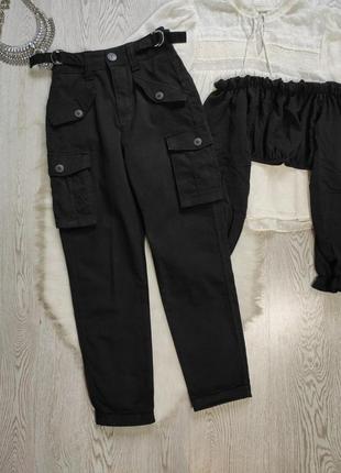 Черные плотные штаны брюки джоггеры с боковыми карманами момы ...