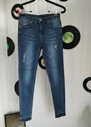 Женские приталенные джинсы укороченные джинсовые штаны джеггин...