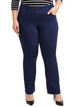 Синие прямые широкие кроп джинсы стрейч батал большого размера...