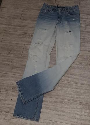 Голубые стильные джинсы king jeans высокая посадка 26 размер
