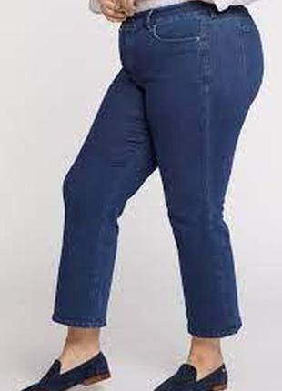 Синие джинсы прямые клеш широкие на резинке джеггинсы стрейч в...
