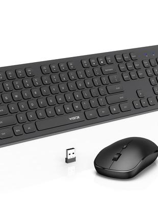 WISFOX Комплект беспроводной клавиатуры и мыши, бесшумная комп...