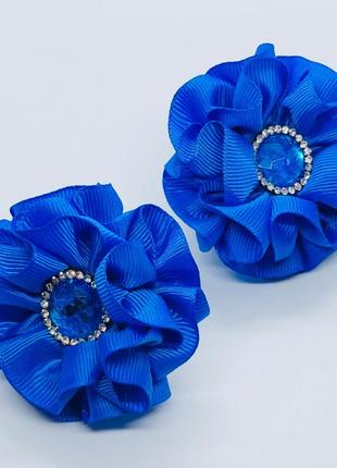 Шкільні бантики Набір резинок для волосся з блакитними квіточк...